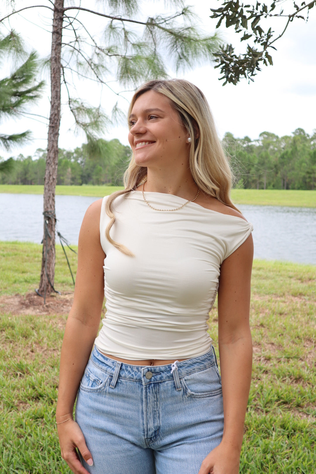 Asymmetrical Off the Shoulder Top