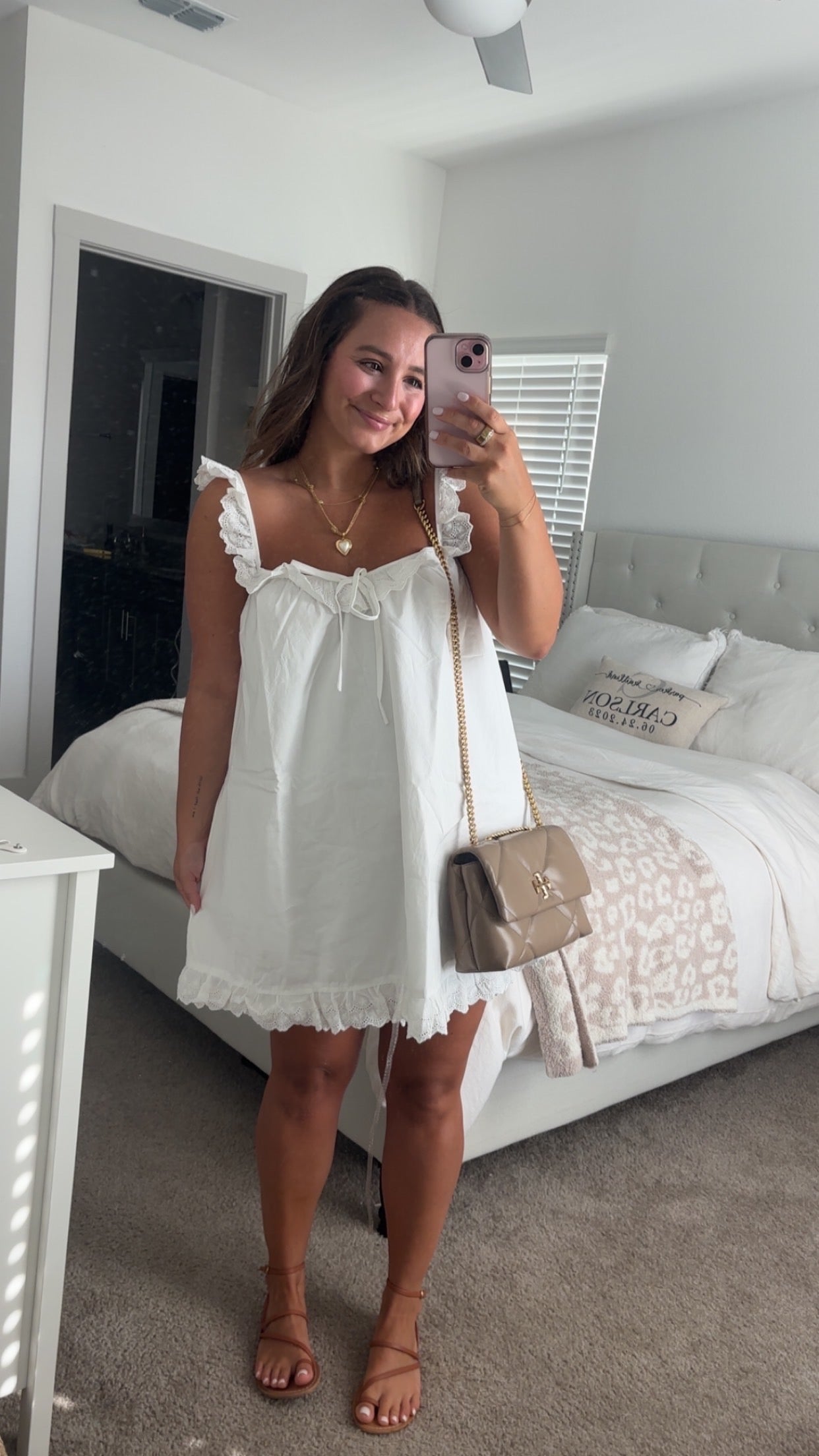 Lace Ruffle Trim Mini Dress