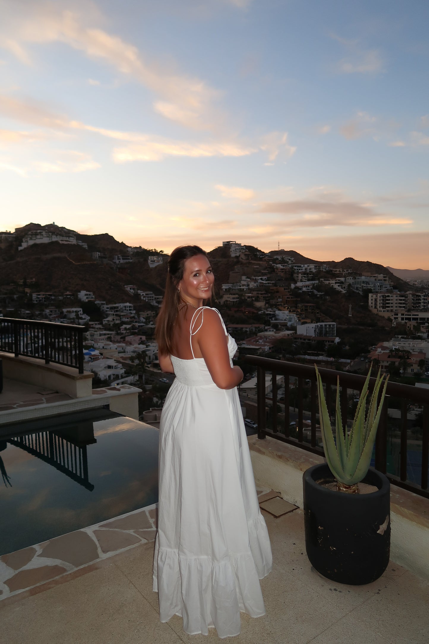 Florence Asymmetrical White Midi Dress