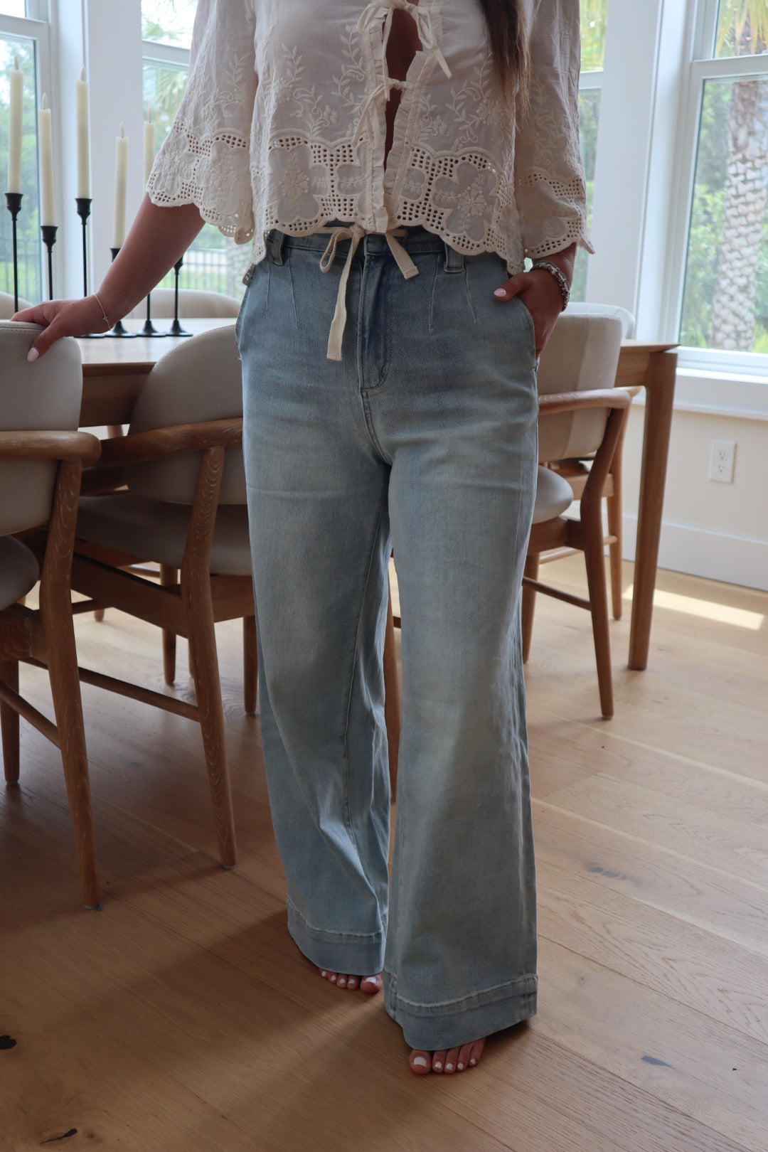 Tie Front Denim Pants