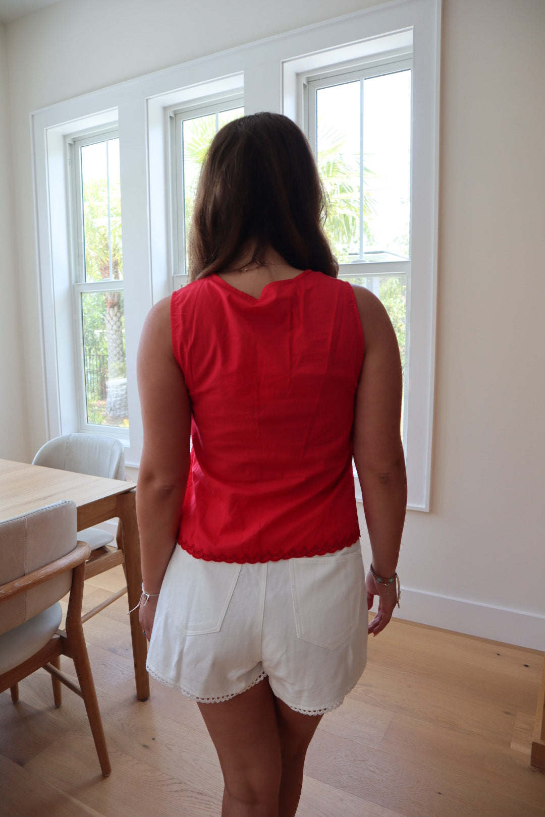 Eyelet Tie Front Top