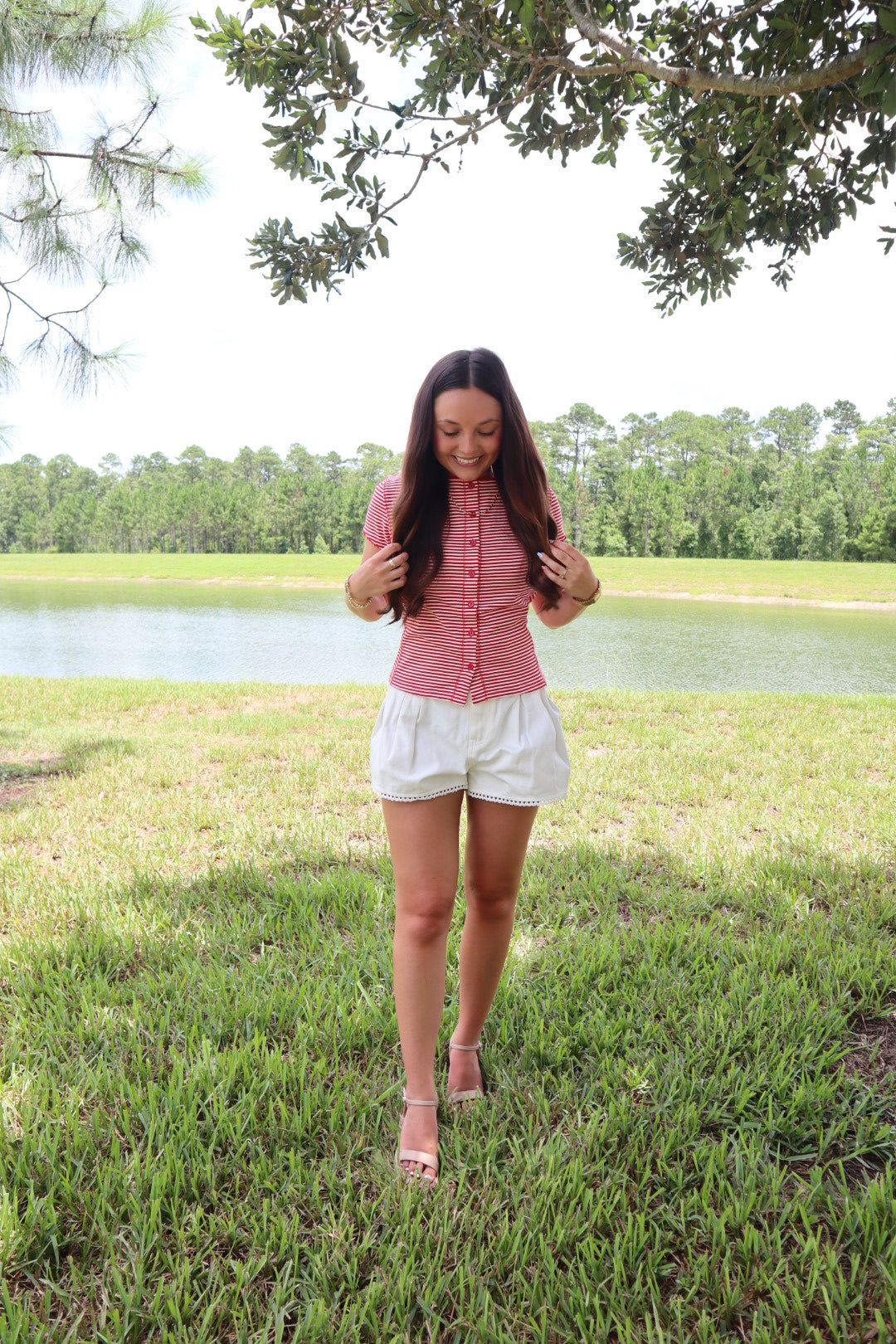 Hannah Striped Top - Red/White