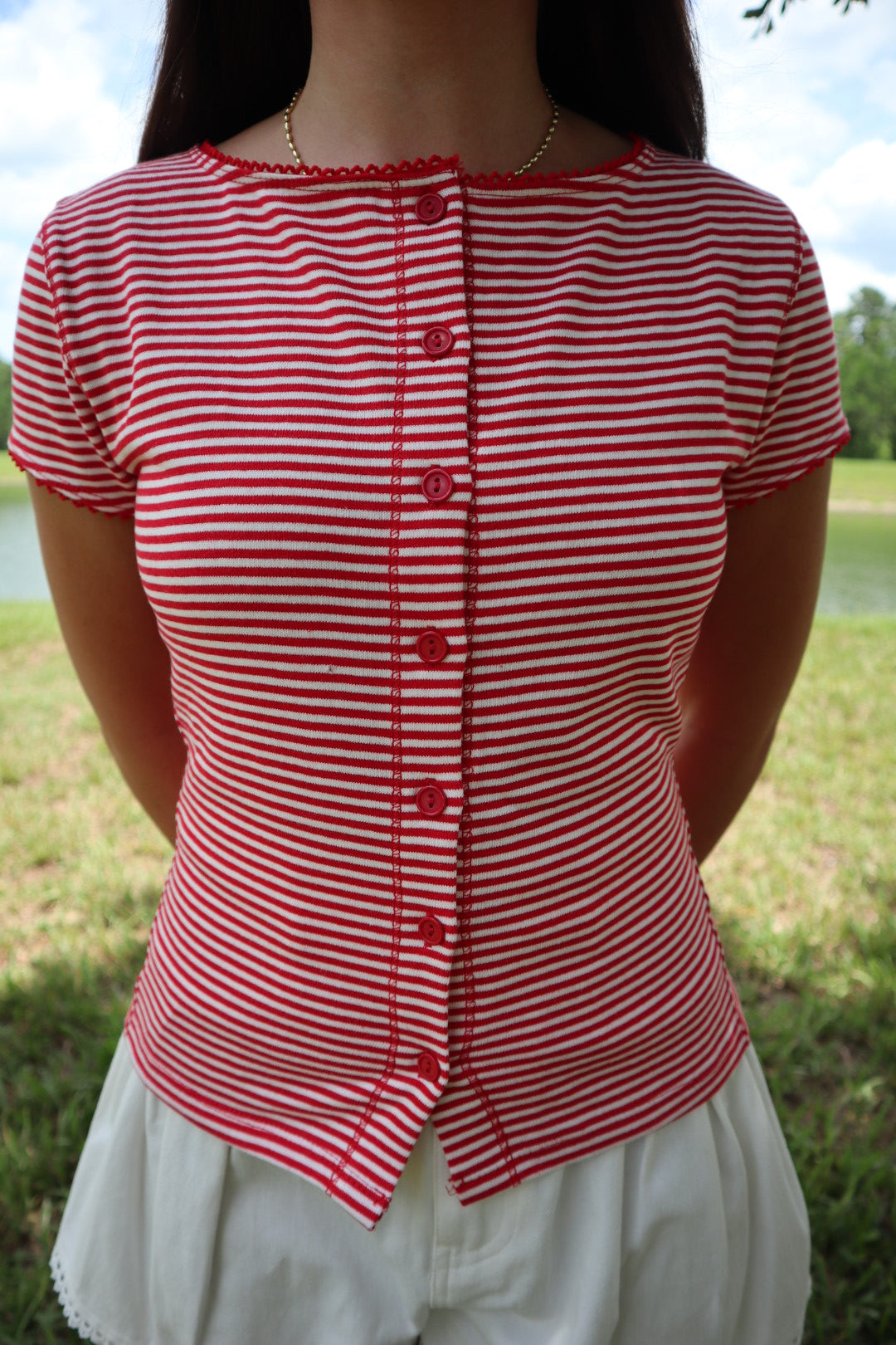 Hannah Striped Top - Red/White