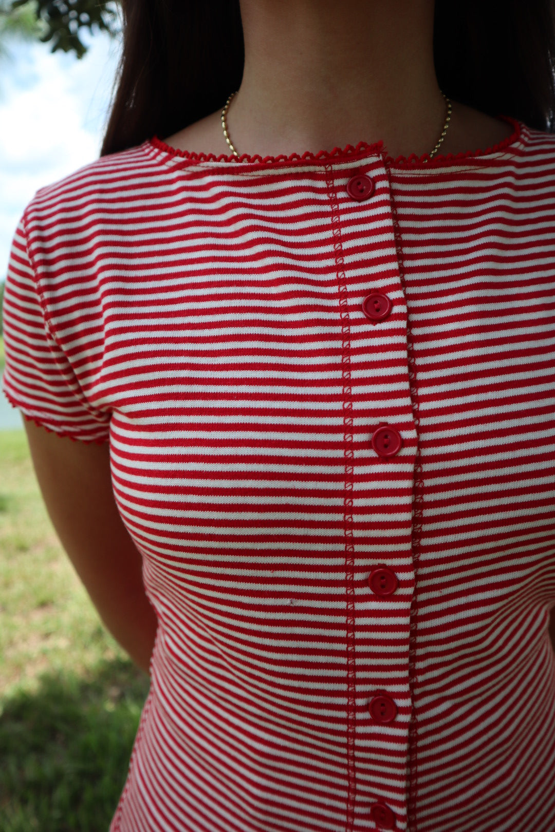 Hannah Striped Top - Red/White