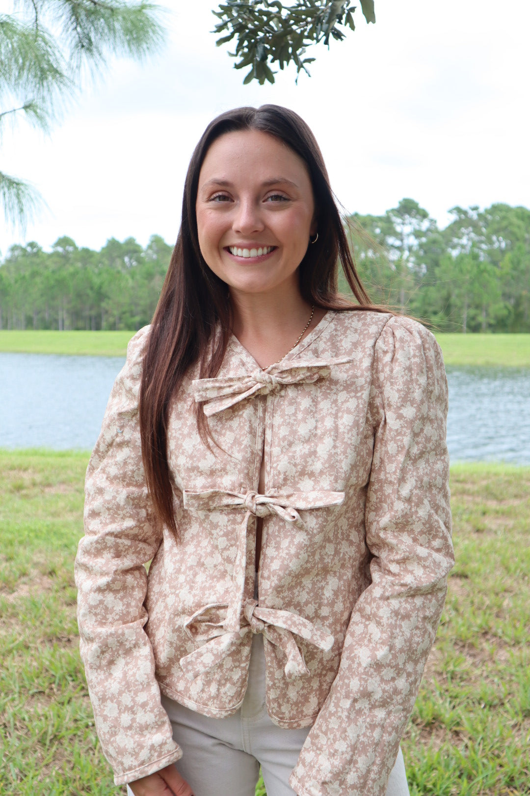 Floral Front Tie Jacket