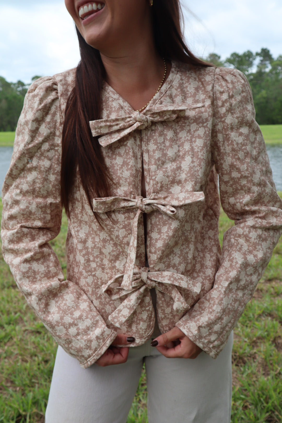 Floral Front Tie Jacket