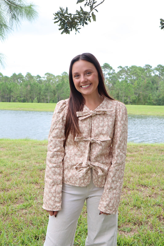 Floral Front Tie Jacket