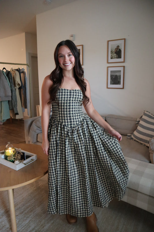 Sophia Gingham Midi Dress